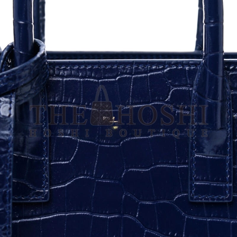 Y51 BLUE CROC EMBOSSED LEATHER NANO CLASSIC SAC DE JOUR TOTE 392035DND1N4150 (22*18*10.5cm) Master Quality